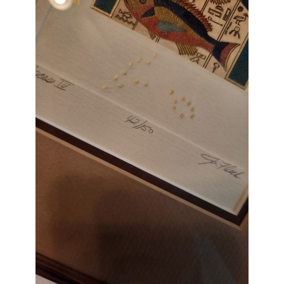 Jan Fleck "PISCES" Artist's‎ Proof 42/150, Hand-Painted Egyptian Etching, Signed - Picture 6 of 15